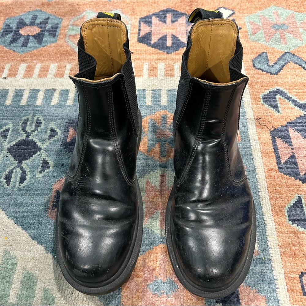 Doc Martens pull on boots. Black patent. Size 8.